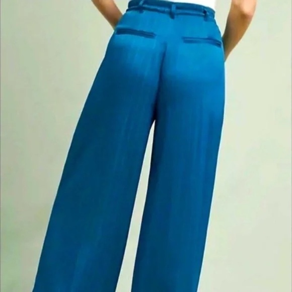 Anthropologie Elevenses Turquoise Wide Leg Pinstripe Pants, Sz 8 - Picture 10 of 10